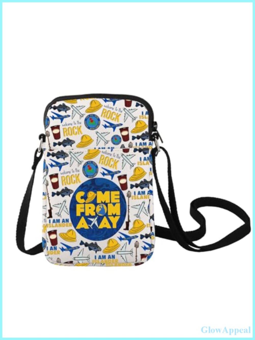 Canvas Crossbody Bag Musical Print Shoulder Purse